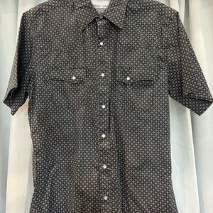 Wrangler Wrancher Black Geometric Button Down Shirt